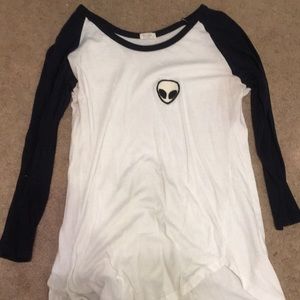 Brandy Melville John Galt Alien Baseball Tee